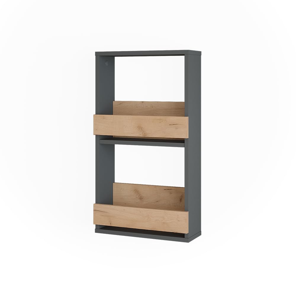 Vicco Weinglasregal Repose, Goldkraft Eiche/Anthrazit, 40 x 72 cm, zur Wandmontage mit Halterungen f