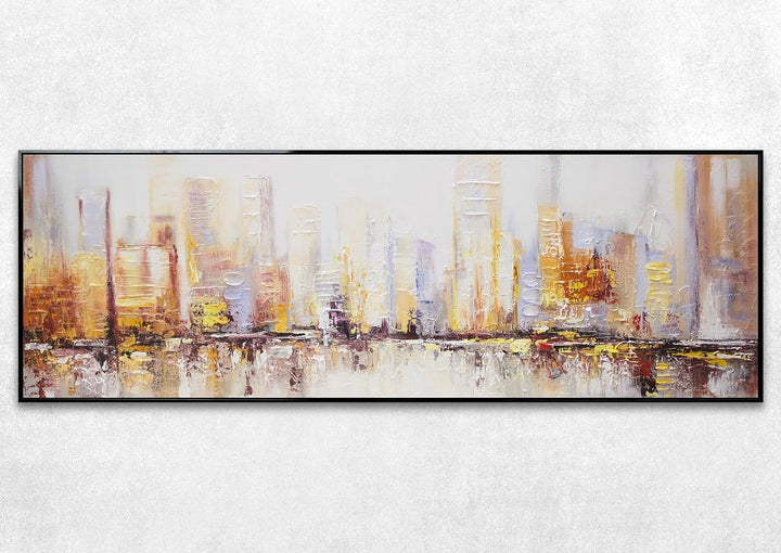 YS-Art Abstrakt Stil Acryl Gemälde auf Leinwand Megapolis Grossstadt handgemalt Wandbilder Wohnzimme