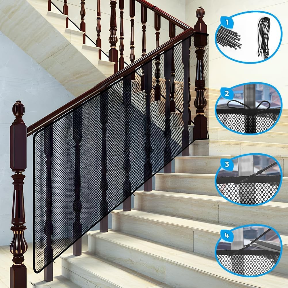 Kinder Sicherheitsnetz,450x90cm Kinder Treppenschutznetz,Baby Balkon Geländer 4.5 Meter Treppenhaus