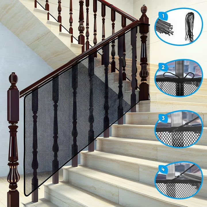 Kinder Sicherheitsnetz,450x90cm Kinder Treppenschutznetz,Baby Balkon Geländer 4.5 Meter Treppenhaus
