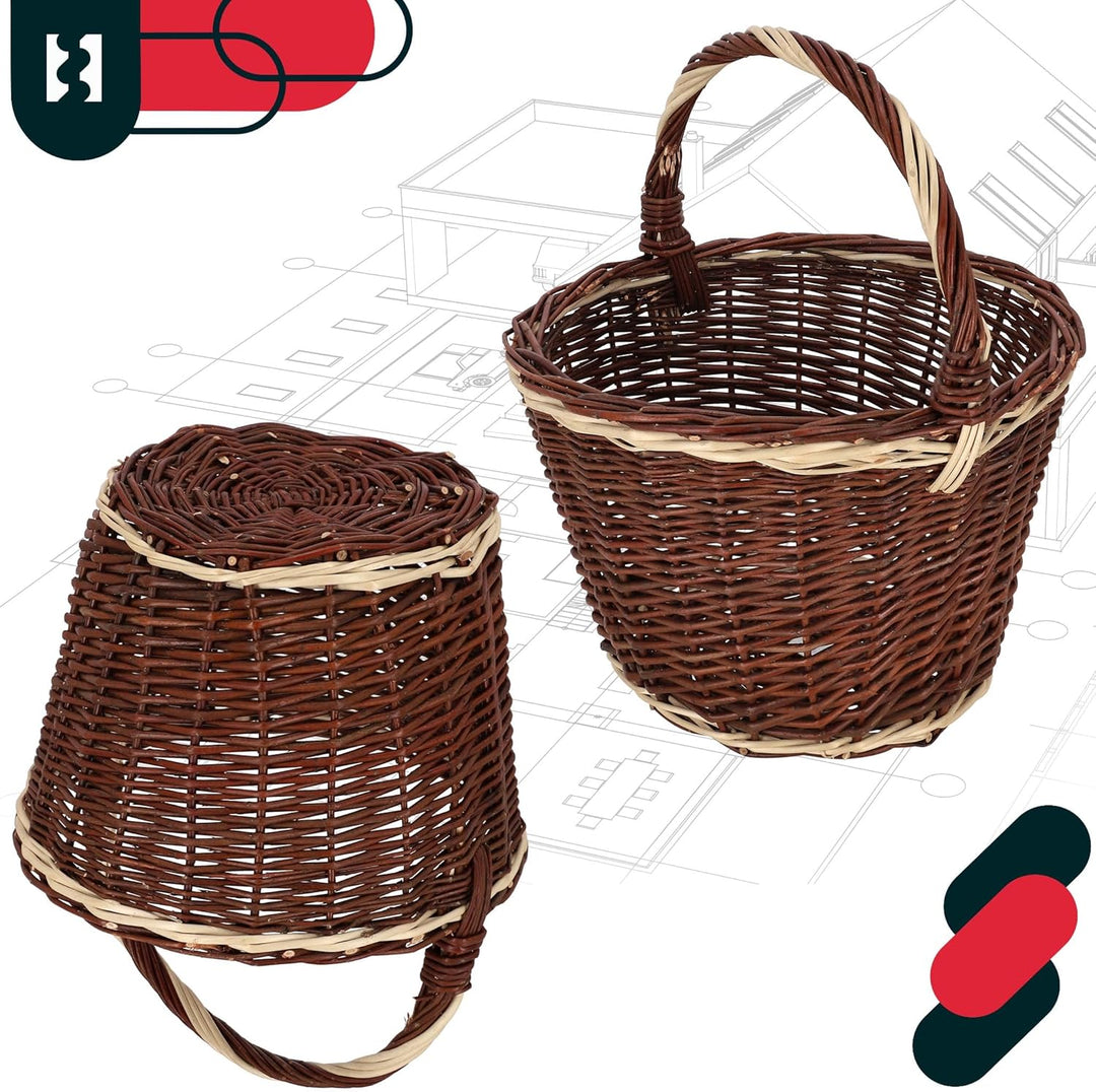 KOTARBAU® Einkaufskorb - Aufbewahrungskorb - Korb Geflochten - ⌀ 35 cm - Pilzkorb – Korb für Obst –