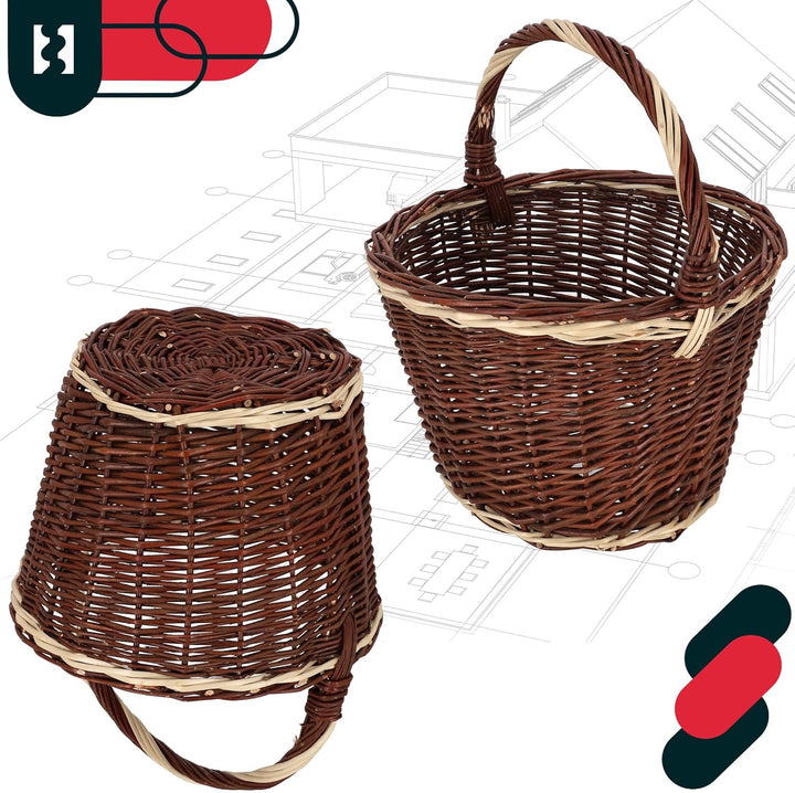 KOTARBAU® Einkaufskorb - Aufbewahrungskorb - Korb Geflochten - ⌀ 35 cm - Pilzkorb – Korb für Obst –