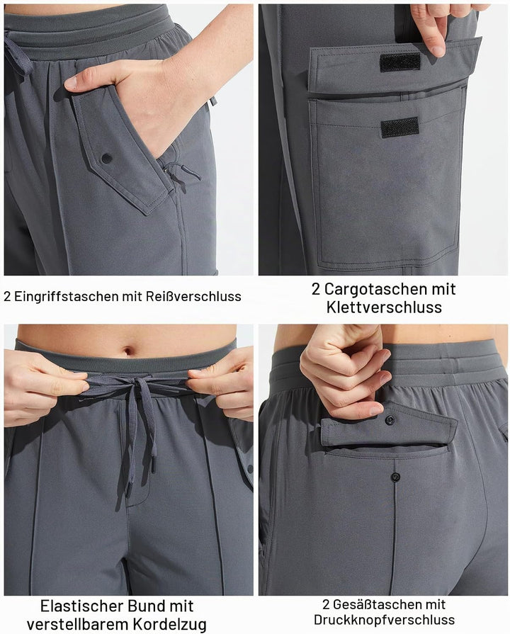 MOCOLY Damen Leichte Wanderhose Outdoor Trekkinghose Atmungsaktive Cargo Hose Kletterhose Outdoorhos