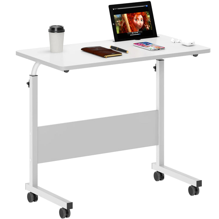 soges Computertisch Laptoptisch höhenverstellbar PC-Tisch mit Rollen, Oberfläche mit Einschnitt als