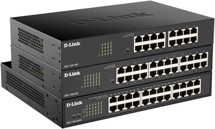 D-Link DGS-1100-24PV2 24-Port Gigabit PoE Smart Switch (24 x 10/100/1000 Mbit/s, davon 12 PoE-Ports,