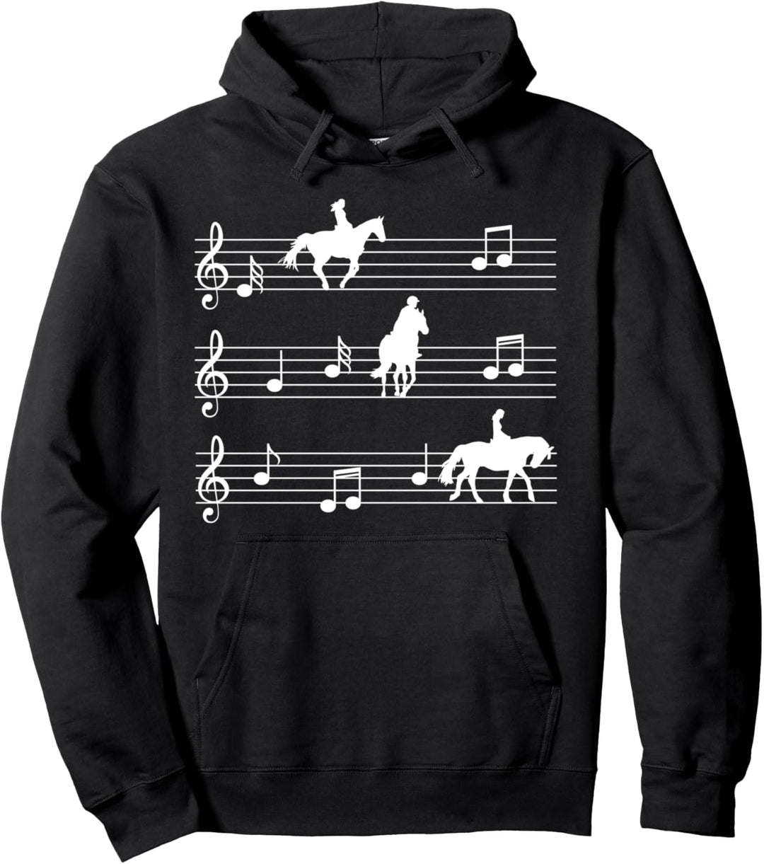 Musik und Tonleiter Pferde Mädchen Reiterin Stall Pferd Pullover Hoodie
