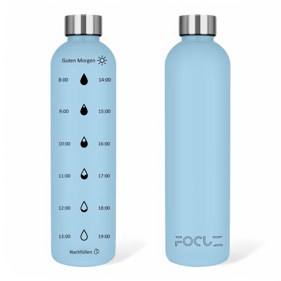 FOCUZ® Motivational Bottle 1 L [Blau] mit motivierender Zeitmarkierung, Trinkflasche 1l, 1 Liter - a