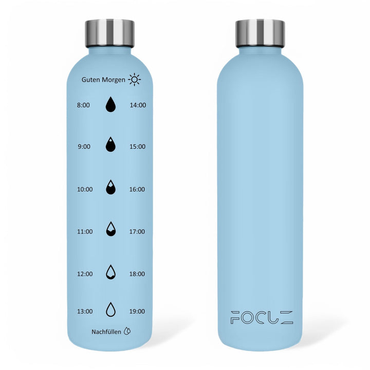 FOCUZ® Motivational Bottle 1 L [Blau] mit motivierender Zeitmarkierung, Trinkflasche 1l, 1 Liter - a