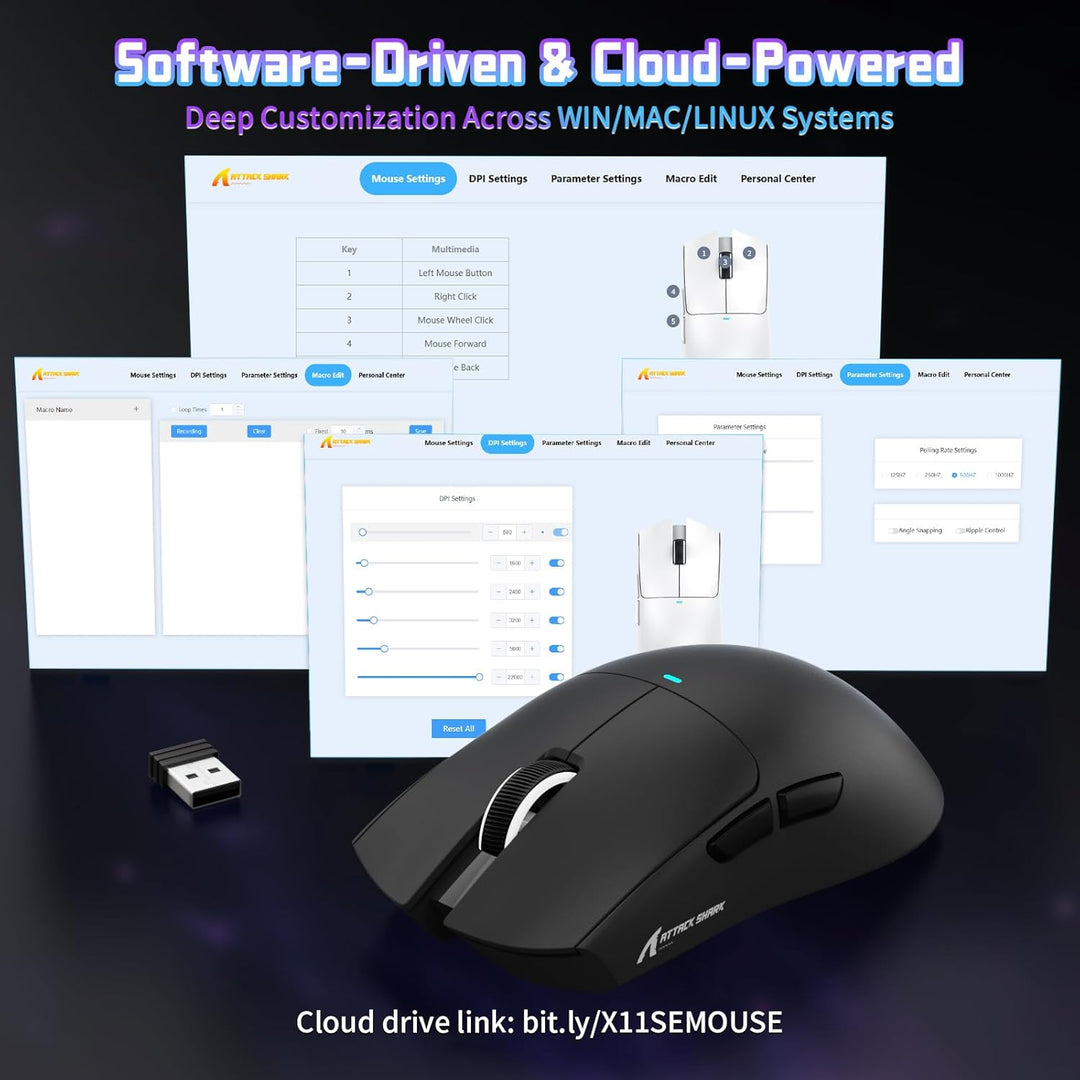 ATTACK SHARK X11 SE Kabellose Gaming-Maus, PixArt PAW3311 Gaming-Sensor, BT/2.4G Wireless/Kabelgebun