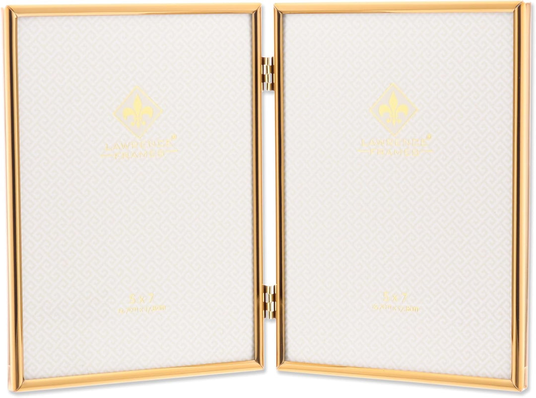 Lawrence Frames Bilderrahmen, aufklappbar, Metall, 12,7 x 17,8 cm, goldfarben 5x7 Double gold, 5x7 D