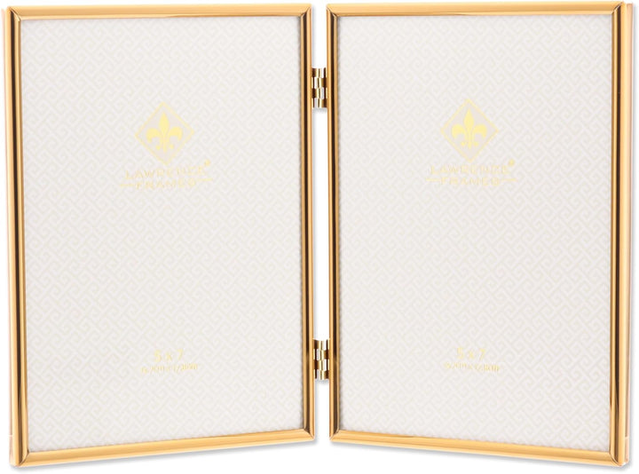 Lawrence Frames Bilderrahmen, aufklappbar, Metall, 12,7 x 17,8 cm, goldfarben 5x7 Double gold, 5x7 D