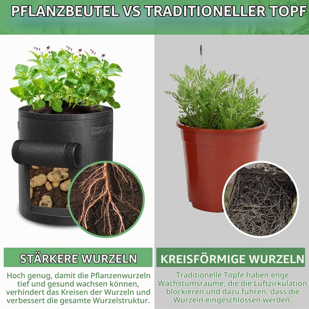 LITLANDSTAR 6 Stück 10 Gallonen Kartoffel Pflanzsack, Kartoffel Pflanzsack aus Vliesstoff mit Sichtb