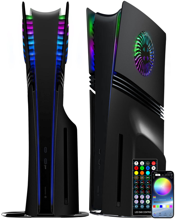 Joso Frontblende für PS5 Pro Disc Edition, Kratzfeste, staubdichte Ersatzhülle mit RGB-Ring, Abdecku