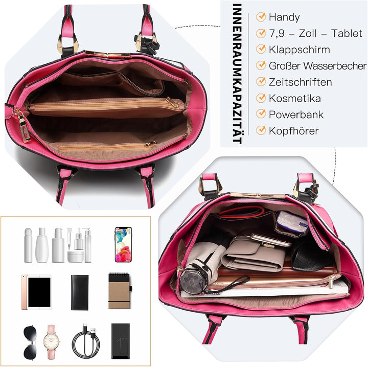 Miss Lulu Handtasche Damen, Taschen, Schultertaschen Shopper Damen Handtaschen Damen V-förmiges Desi
