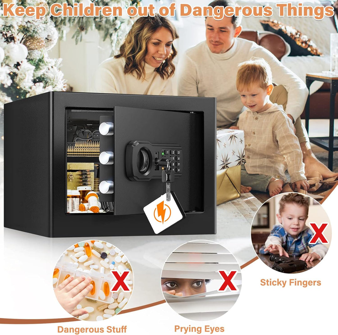 25L Safe Tresor Feuerfest mit Wasserdichter Geldtasche, Digitaler Heimtresor mit Herausnehmbares Reg