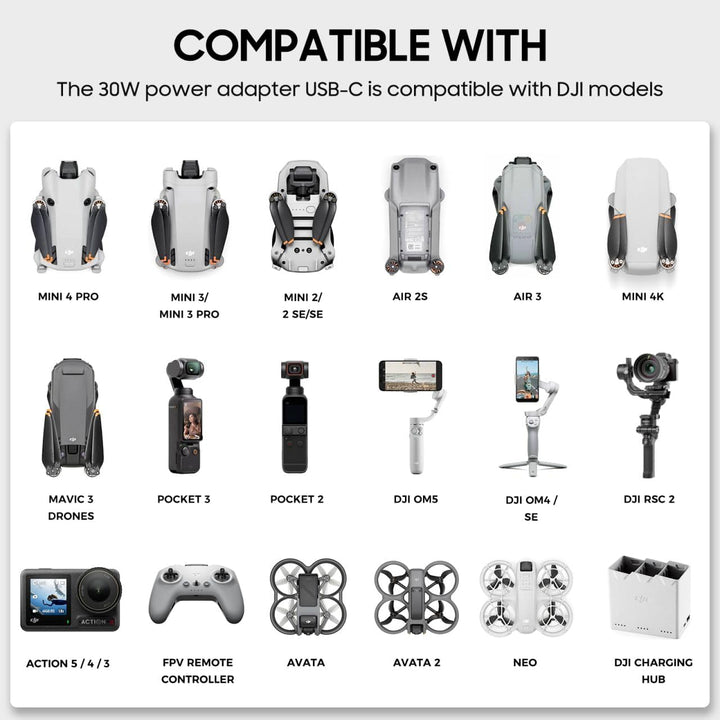 KFD USB C Ladegerät, GaN PD 65W Netzteil für DJI Neo Air 3S Mini 4K 2 SE, Avata 2 Mavic 3 Drones ADP