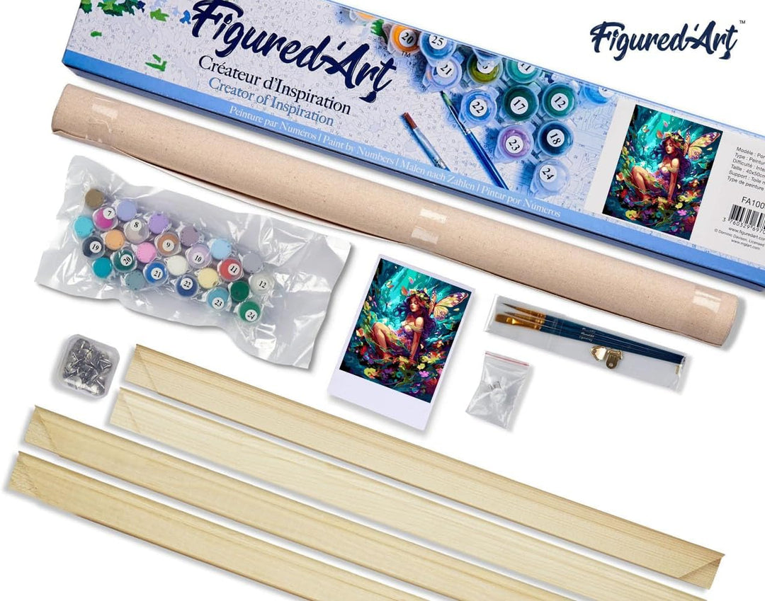 Figured'Art Malen Nach Zahlen Erwachsene Mit Rahmen Fee und Schmetterlinge - Paint by Numbers Bastel