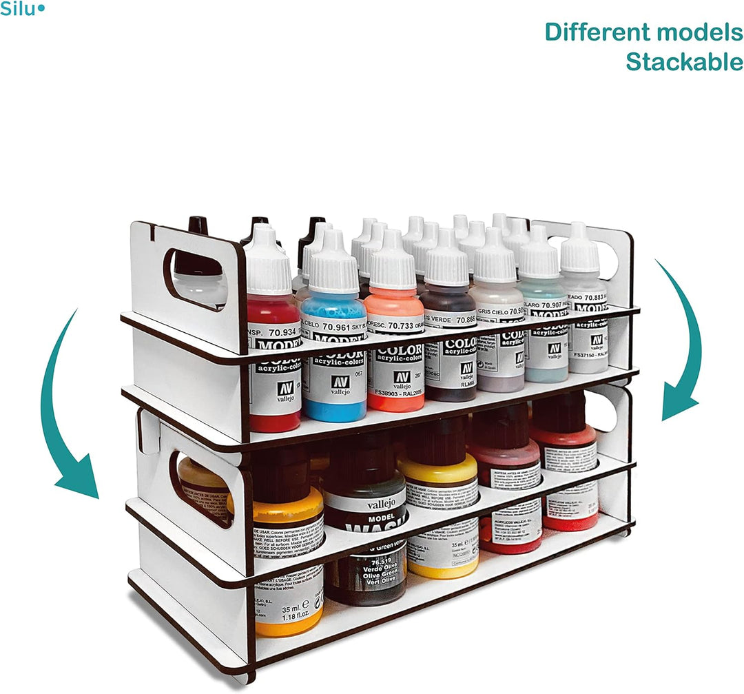 Silu- Paint Station für Vallejo Acrylfarben, Army Painter, Stapelbarer Kanister Organizer 17/18 ml,