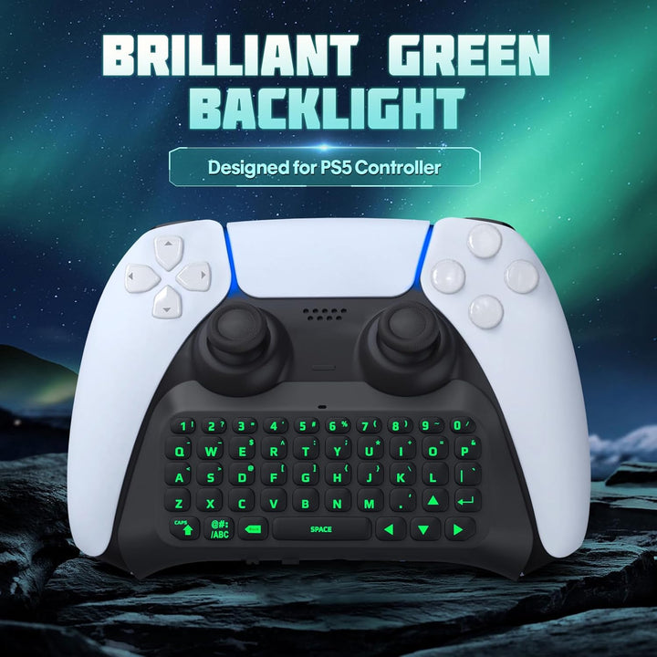 TiMOVO Grün Hinterlicht Tastatur für PS5 Controller, Kabellos Bluetooth Chatpad für PlayStation 5 Co