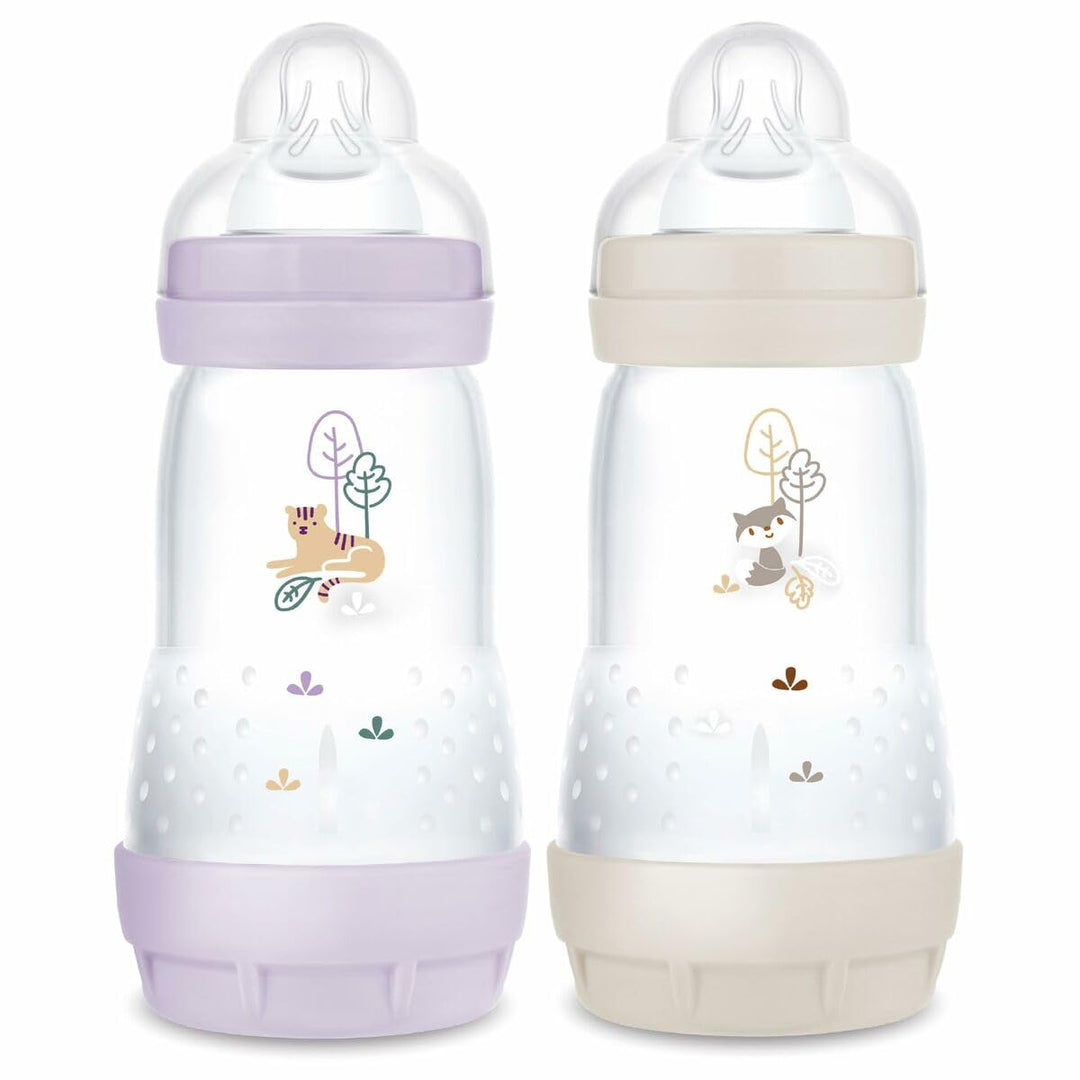 MAM Easy Start Anti-Colic Flasche 2+ Monate mittlerer Durchfluss (2 x 260 ml) Flieder + Sand – Flasc