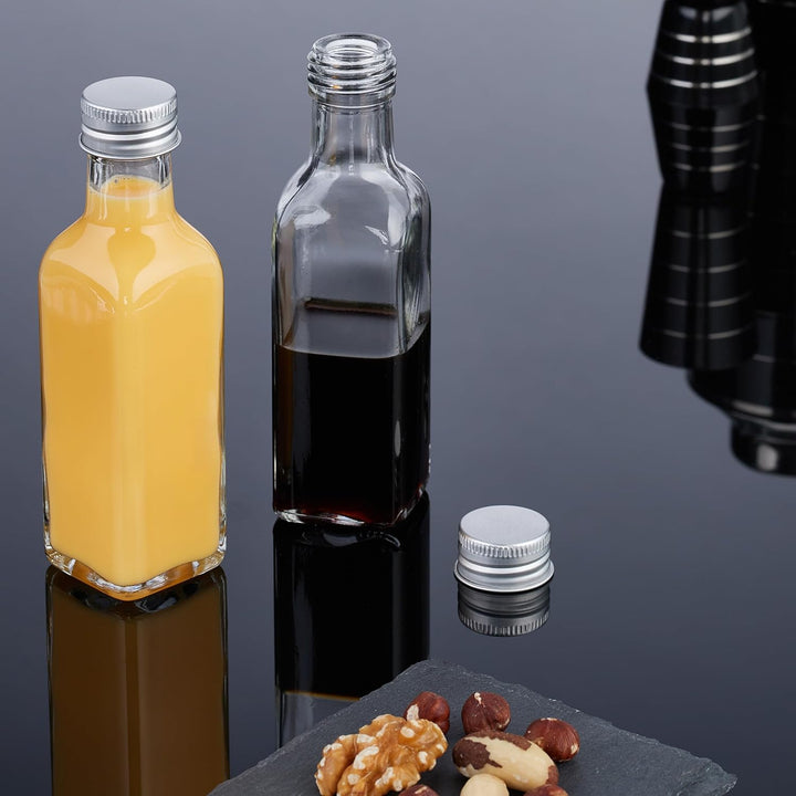 Relaxdays kleine Flaschen, 24er Set, 100 ml, Glasflaschen zum Befüllen, Schraubverschluss &amp; Korken,