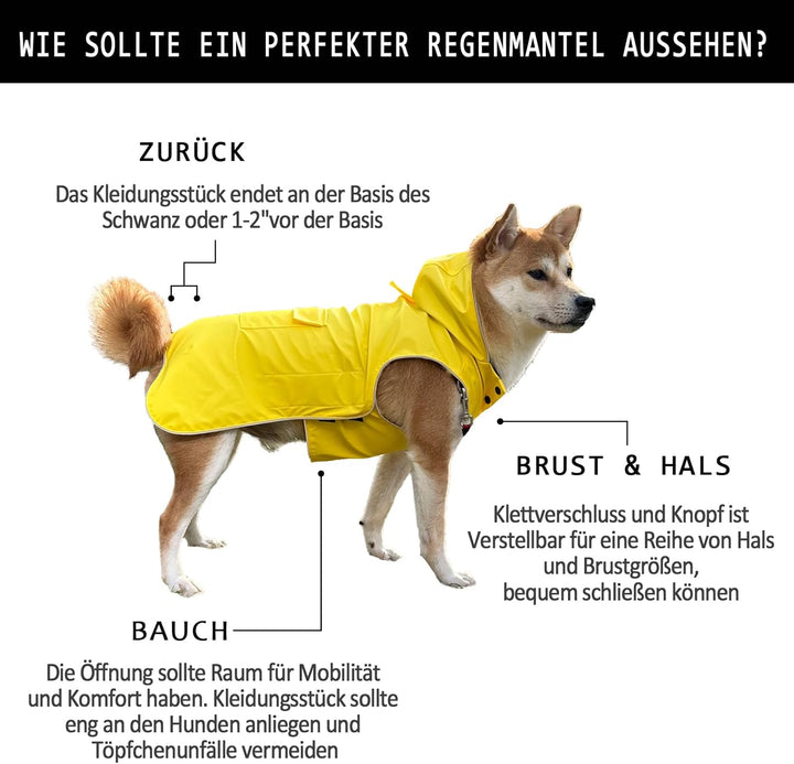 Hunde-Regenmantel, nicht steif, superweiche Haptik, reflektierend, verstellbar, leicht zu tragen, Lo
