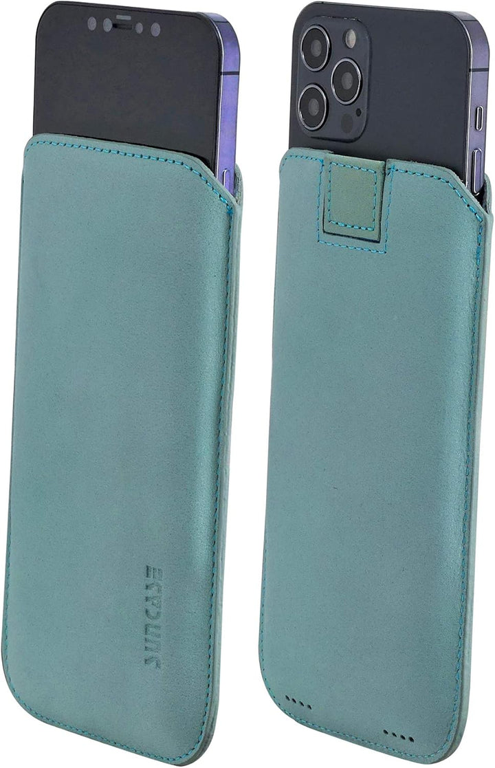 Suncase Original Leder Etui kompatibel mit iPhone 16 Pro (6,3 Zoll) Hülle Tasche Ultra Slim Ledertas