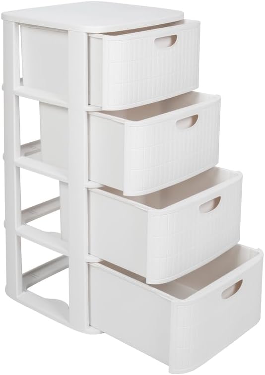 Kreher® XL Rollbarer Schubladenschrank Rollcontainer Nischenschrank aus Kunststoff in Rillen-Optik m