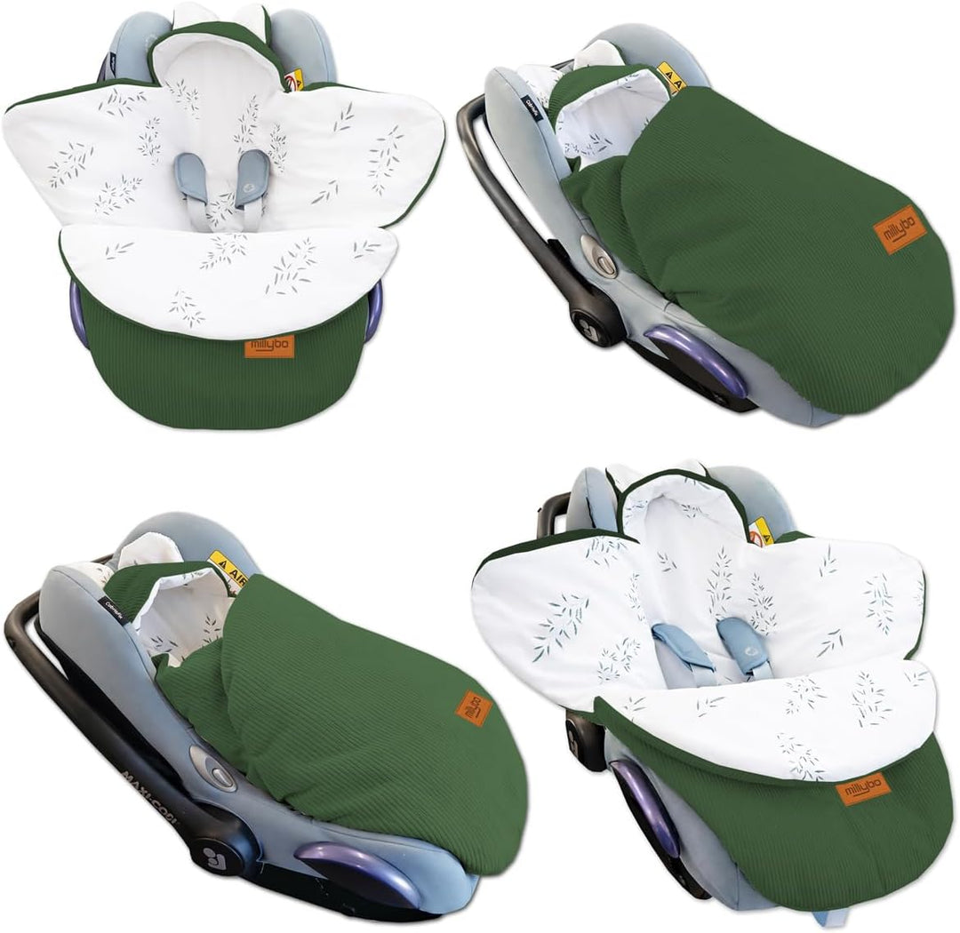 Baby Fusssack Einschlagdecke für Babyschale und Kinderwagen Grün, Grün