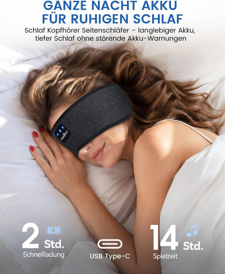 MUSICOZY Schlafkopfhörer Bluetooth 5.4, Bequem &amp; Ultraleicht Stirnband kopfhörer zum Schlafen mit Hi