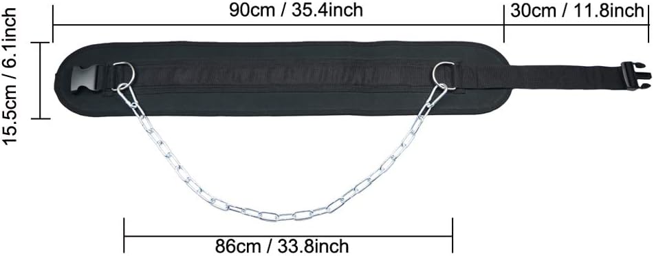 HemeraPhit Strapazierfähiger Dip-Gürtel mit Metallschnalle, Rückenstütze, Klimmzuggürtel boucle en p