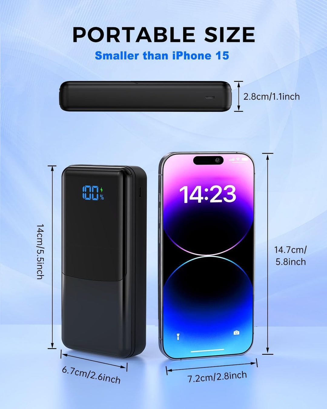 Power Bank 27000mAh, Powerbank Schnellladefunktion USB C PD 30W Fast Charge, Portable Charger für Sa