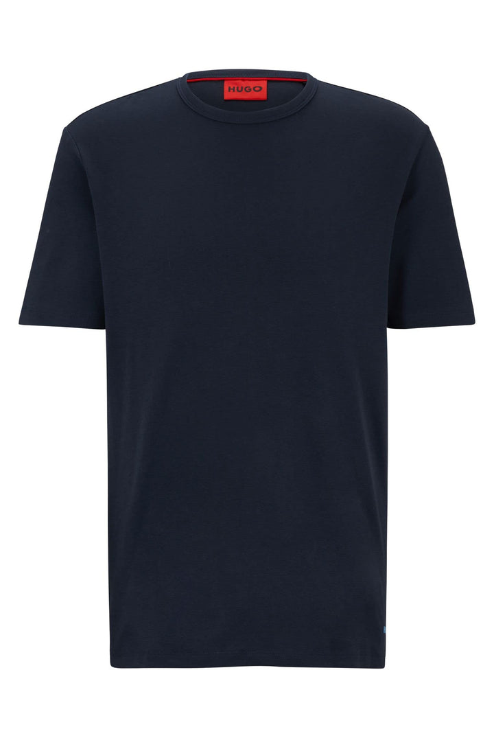 HUGO Herren Dozy Regular-Fit T-Shirt aus Pima-Baumwolle mit Kontrast-Logo, XS Dunkelblau