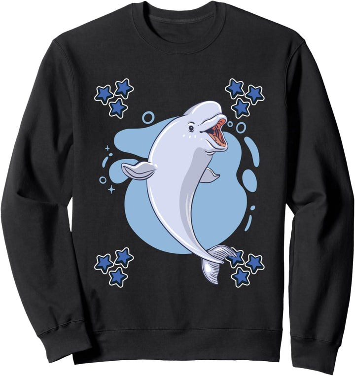 Herren Beluga Wal Zeichnung Sterne Jungen Beluga Wal Sweatshirt
