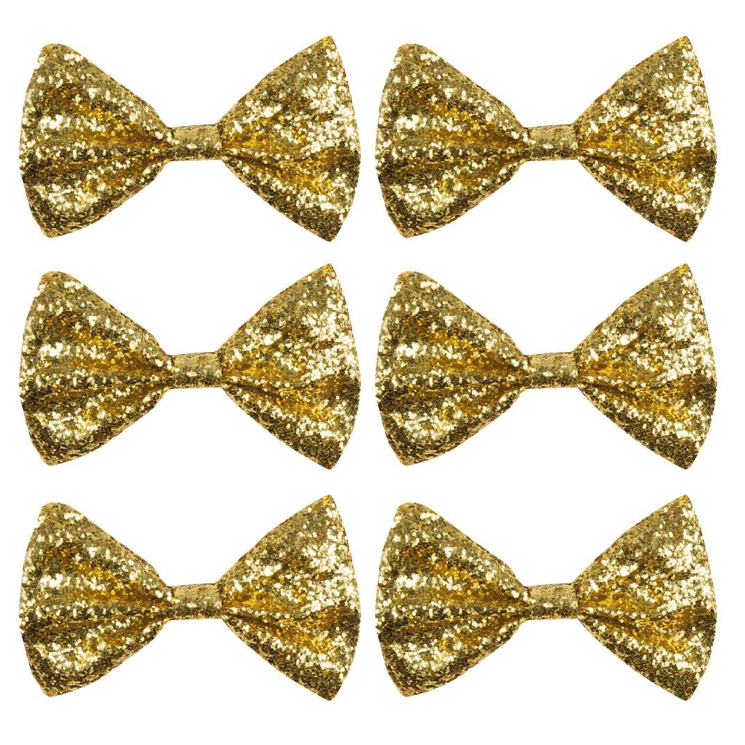 Boland - Glitzer Fliege, Grösse ca. 13 cm, Gummiband, schmale Ausführung, Karneval, Mottoparty Gold,