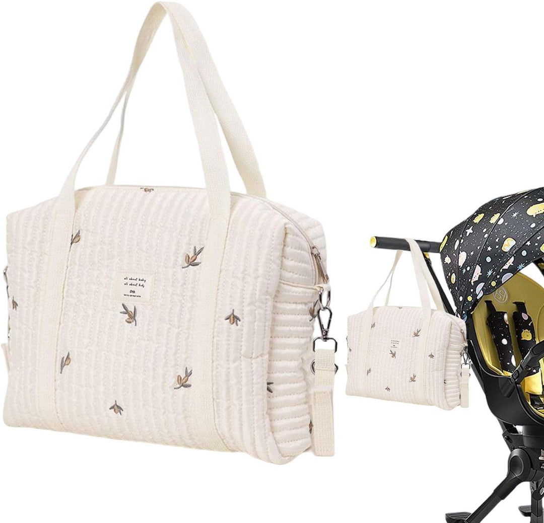 Stickerei Wickeltasche - Stilvolle, Langlebige Baumwoll-Tasche Mit Grosser Kapazität für Baby, Tragb