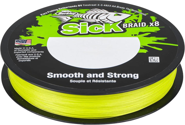 Berkley Sick Braid – 8-fach geflochtene Angelschnur, super glattes 8-fach Multifaden PE Raubfischgef