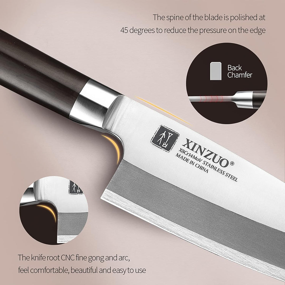 XINZUO 18cm Deba Messer, Edelstahl X8Cr14MoV Sashimi Sushi Messer Einzelfase Klinge- Kochmesser Prof