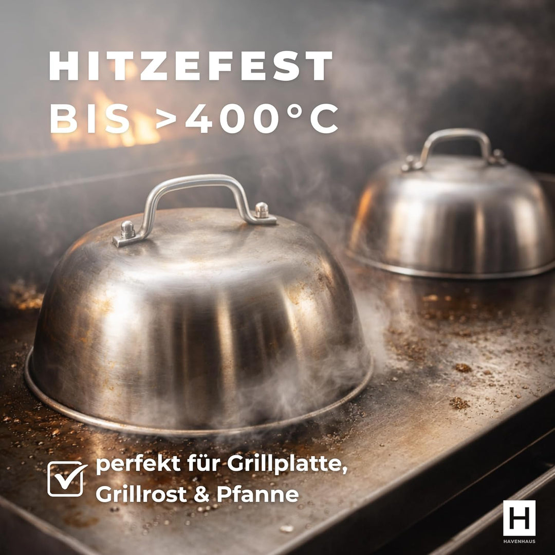 𝗛𝗔𝗩𝗘𝗡𝗛𝗔𝗨𝗦 Burgerglocke Edelstahl 2er Set 16cmø I 2X Burger Glocke Edelstahl extra hoch perfekt für S