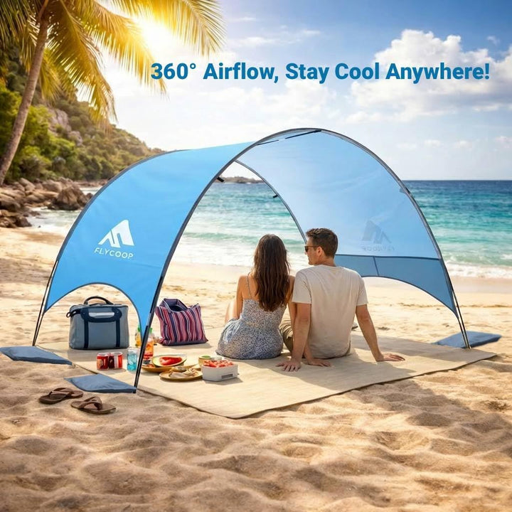 Strandmuschel mit UV-Schutz UPF 50+ – Tragbares Beach Canopy & Sonnenschutz für Strand, 360° Belüftu