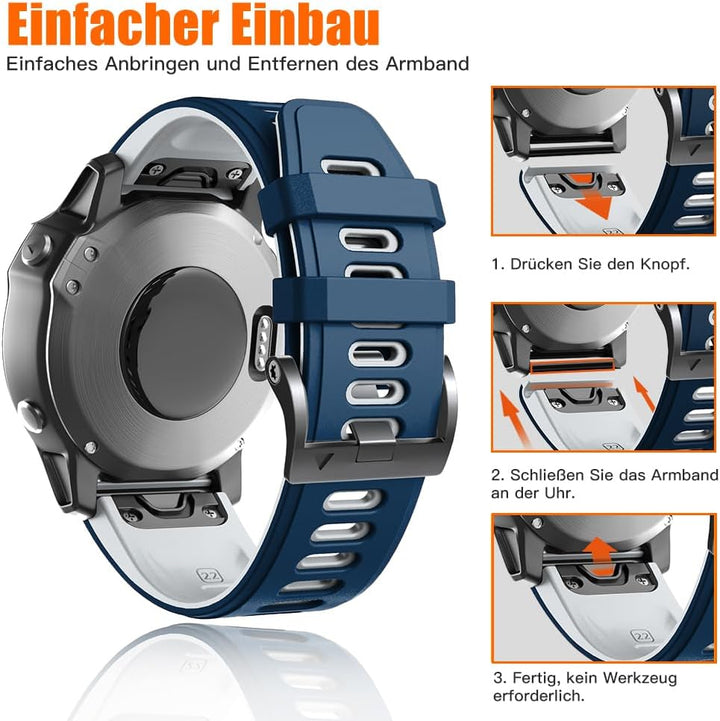 ANBEST Armband für Garmin Fenix 6 Pro/7 Pro/Epix 2/Fenix 8 47mm Armband, 22mm Quick Fit Armbänder fü