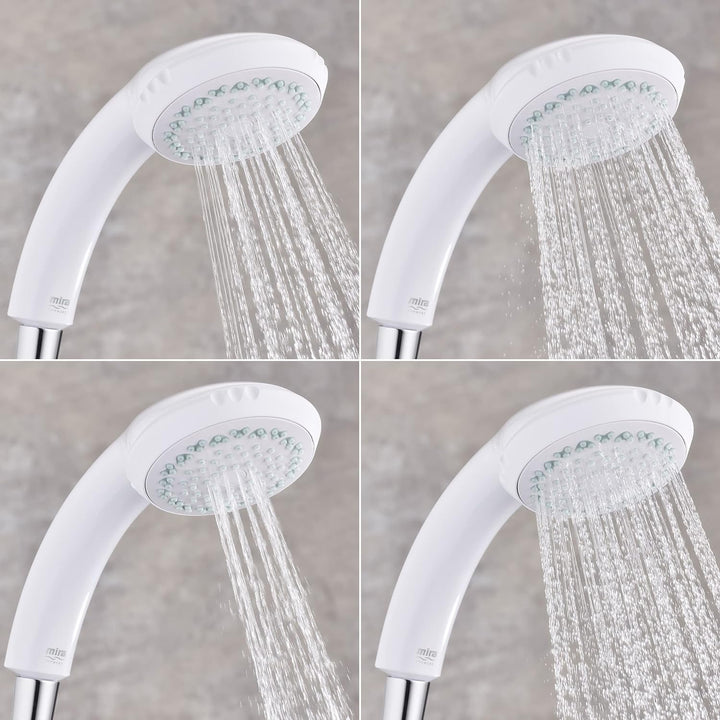 Mira, 2.1605.106, Duschkopf mit 4 Einstellungen, Chrom, weiss, 2.1605.103 Weiss Stand Alone, Weiss S