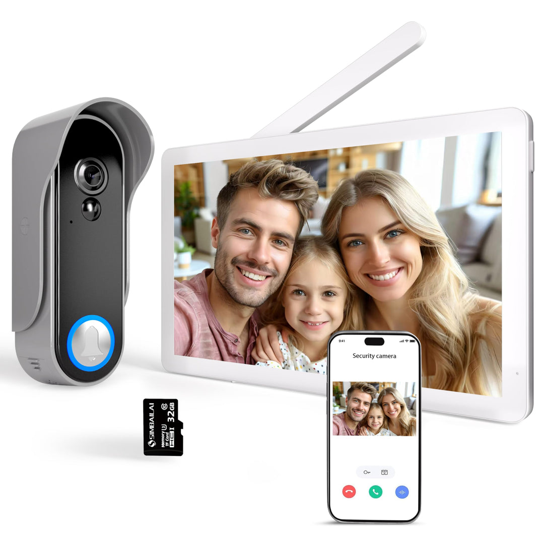 SIMBAILAI 8 Zoll WLAN Kabellose Video Türsprechanlage, Ultradünner Körper, 1080p Touchscreen, Unters