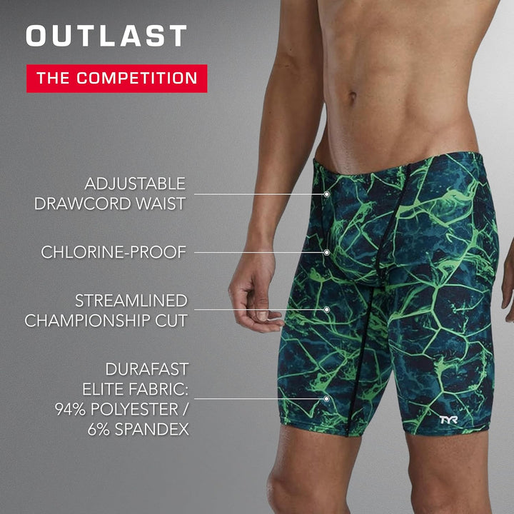 TYR Herren Durafast Elite Athletic Jammer Badeanzug Badehose 36 Blue Fizzy, 36 Blue Fizzy