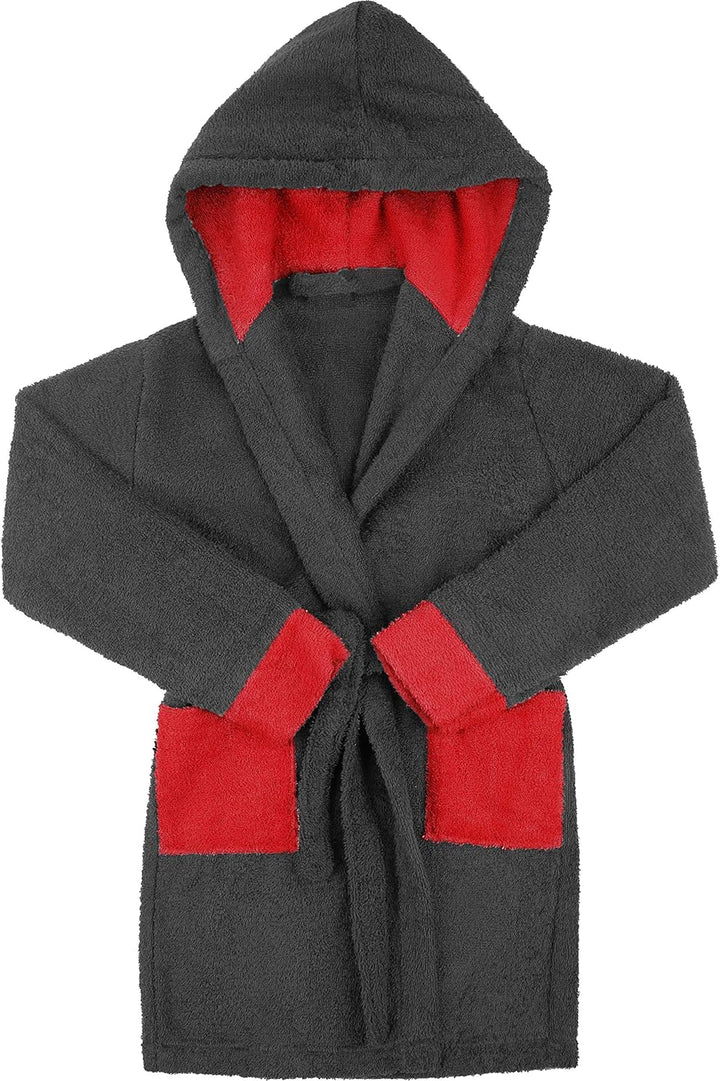 Ladeheid Kinder Bademantel Schwarz LA40-103 | 100 % Baumwollfrottee – weich, saugfähig und hautfreun