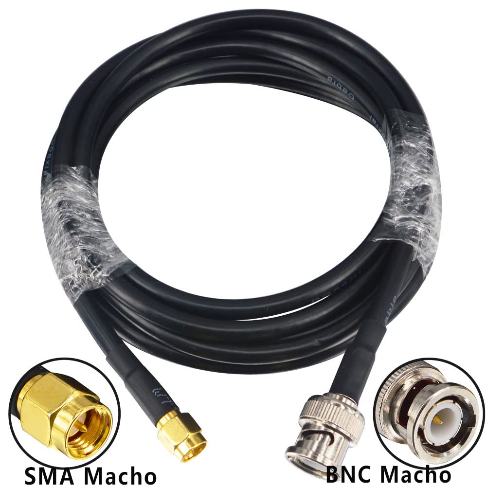 Boobrie SMA-auf-BNC-Kabel, 2 m, Koaxialkabel, RG58, verbessertes SMA-Stecker auf BNC-Stecker, Koaxia