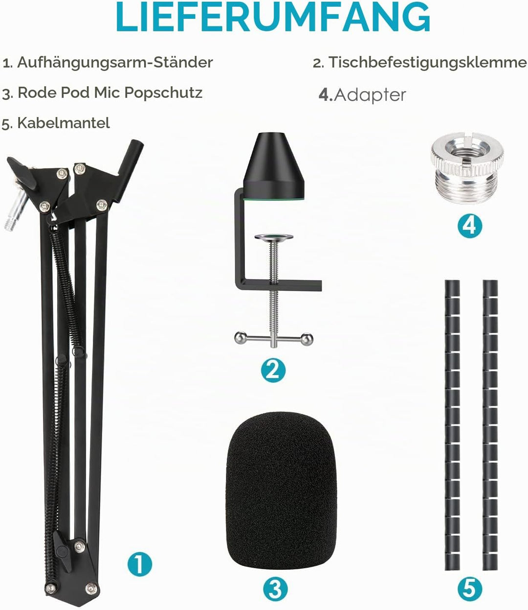 YOUSHARES Mikrofonarm für Rode PodMic &amp; PodMic USB - Profi Microphone Arm Ständer inklusive Schaumst