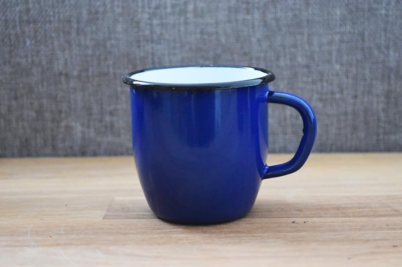 4 Becher aus emailliertem Metall, konisch, 250 ml, Blau