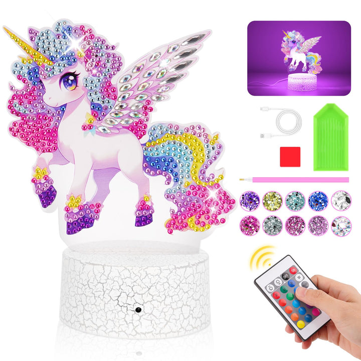 Osikay Einhorn Geschenke für Mädchen 5+ Jahre: Diamond Painting Nachtlicht Bastelset Kinder - Coole