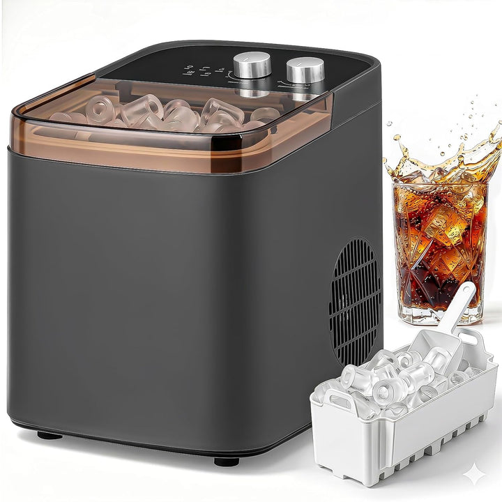 LEADZM Eiswürfelmaschine Klein,Eiswürfelbereiter, 9 Würfel in 6-10 Minuten fertig,12 kg Eis/Tag Eisw